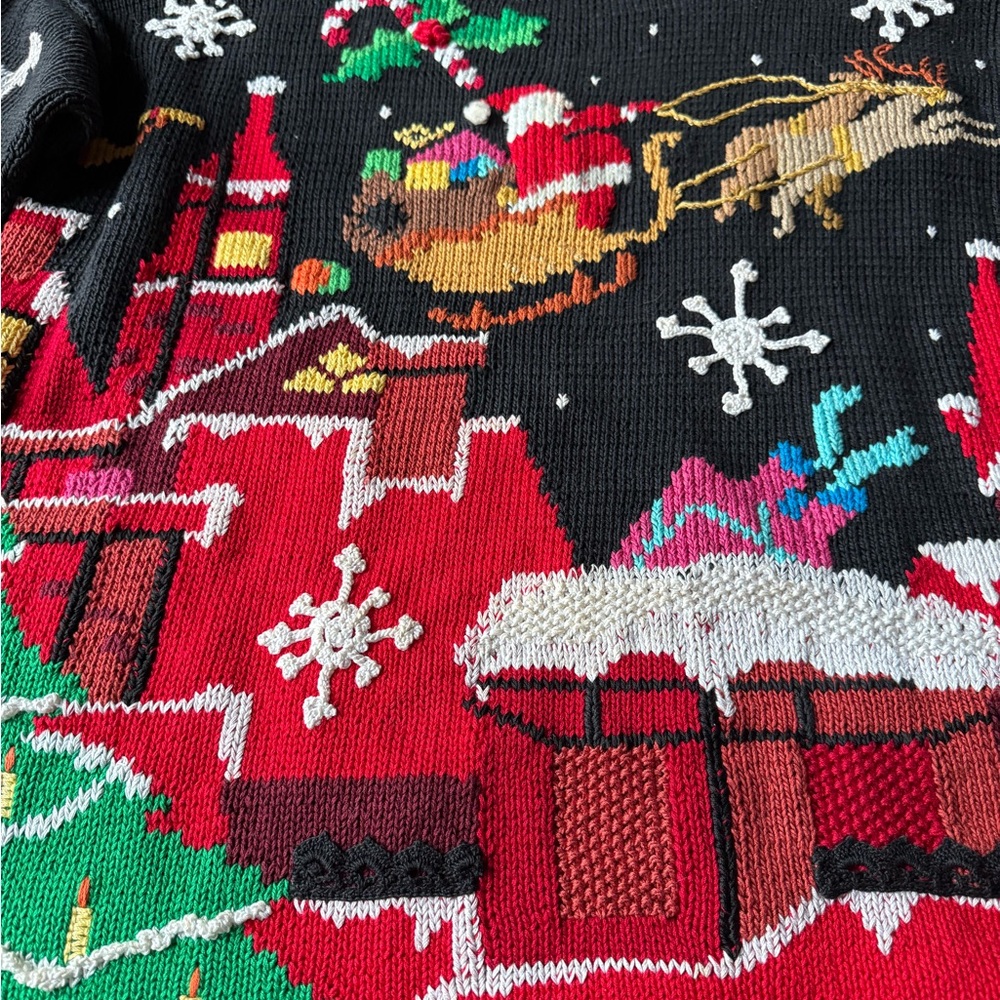 Berek vintage Festive Black Christmas Sweater with Santa Design - Picture 2 of 16